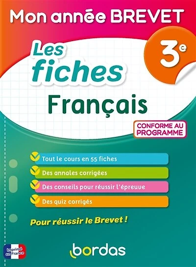 Les fiches français 3e: conforme au programme