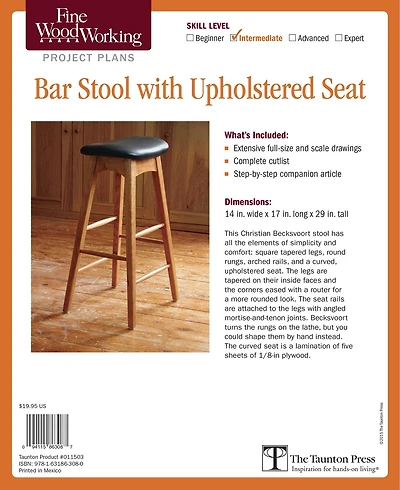 Fine Woodworking's Bar Stool with Upholstered Seat Plan