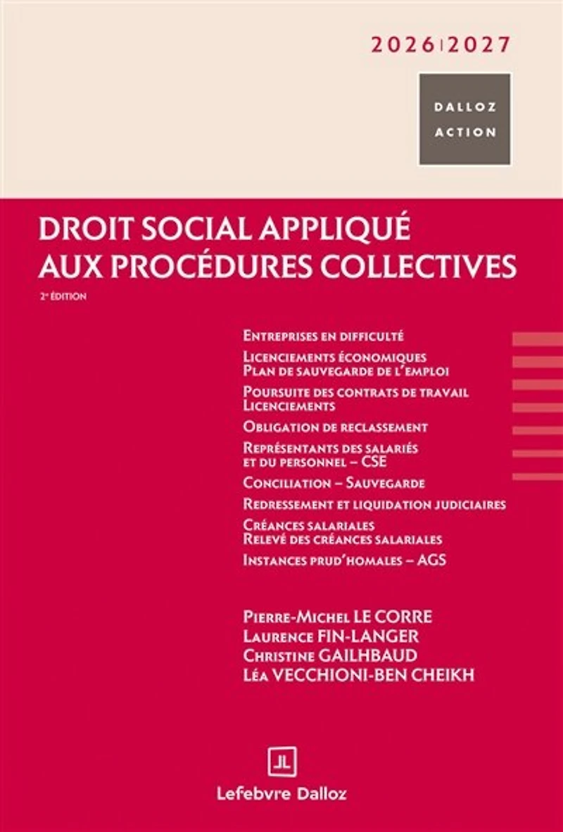 Droit social appliqué aux procédures collectives: 2026-2027
