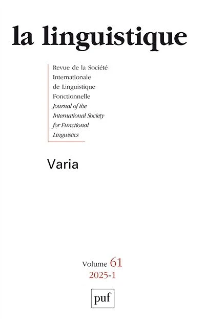 Linguistique (La), n°1 (2025). Varia