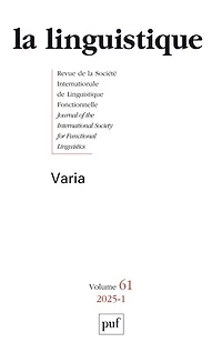 Linguistique (La), n°1 (2025). Varia