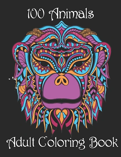 100 Animals Adult Coloring Book: Stress Relieving Designs to Color