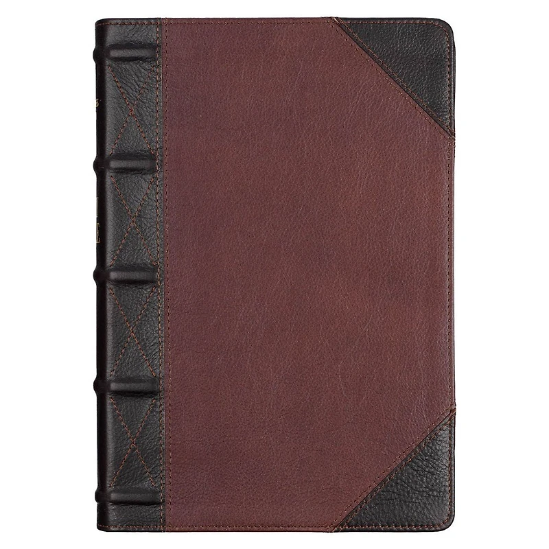 KJV Bible Giant Print Full-size Full-grain Leather, Espresso/Saddle Tan