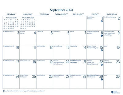 2025 Parish Wall Calendar: September 2024 Through December