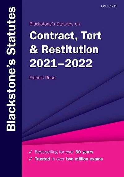 Blackstone's Statutes On Contract, Tort And Restitution 2021-2022