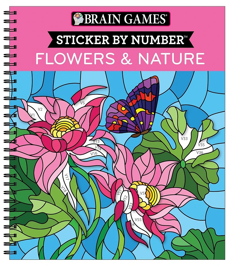 Brain Games - Sticker by Number: Flowers & Nature (28 Images to Sticker)