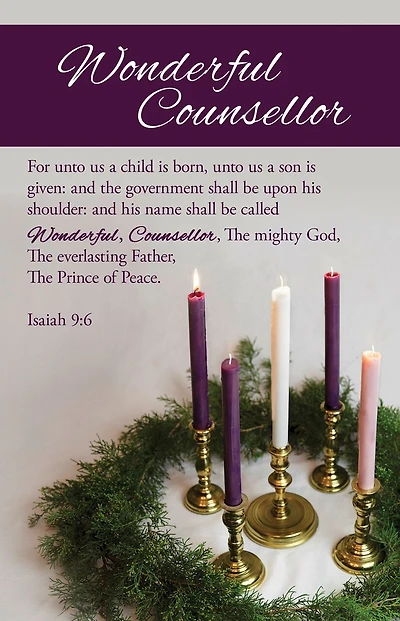 Advent Bulletin: Wonderful Counsellor (Package of 100): Isaiah 9:6 (KJV)