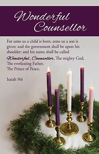 Advent Bulletin: Wonderful Counsellor (Package of 100): Isaiah 9:6 (KJV)