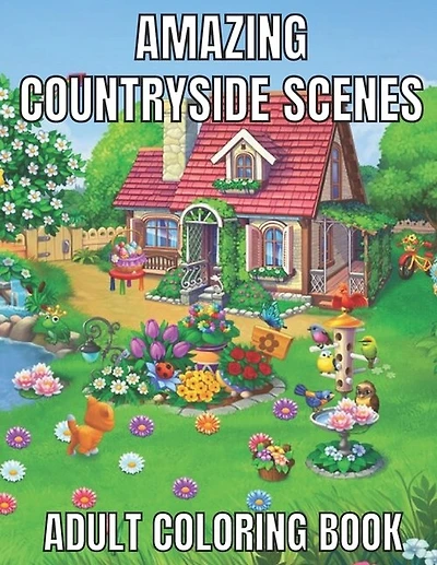 Amazing countryside scenes adult coloring book: An Adult Coloring Book Featuring Amazing 60 Coloring Pages with Beautiful Country Gardens, Cute Farm Animals ... Landscapes (Adults Coloring Book )