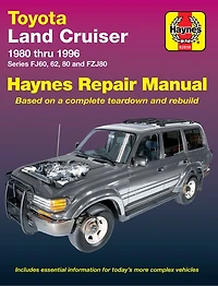 Toyota Land Cruiser 1980 Thru 1996 Series Fj60, 62, 80 & Fzj80 Haynes Repair Manual