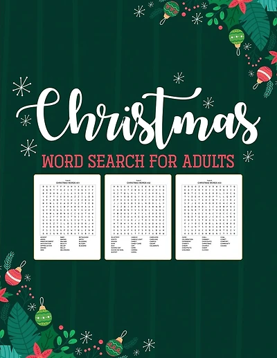 Christmas Word Search For Adults: Puzzle Book Holiday Fun For Adults Activities Crafts Games