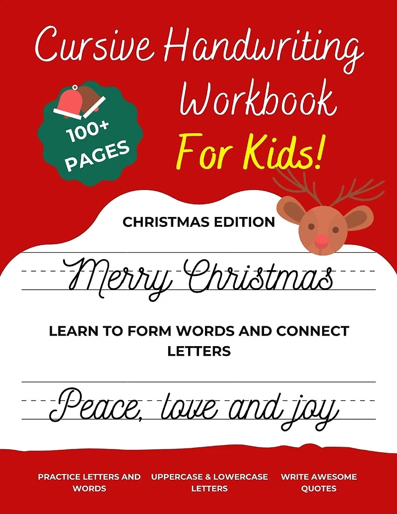 Cursive Handwriting Workbook For Kids Christmas Edition: A beginning cursive writing practice book for kids Beginners (Cursive Letter Tracing Book) (Christmas Gifts Ideas)