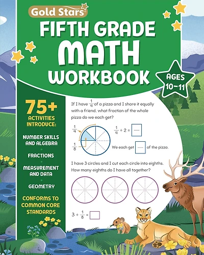 Fifth Grade Math Workbook for Kids Ages 10-11: Over 75 Activities - Number Skills, Algebra, Fractions, Geometry, Measurement and Data and more