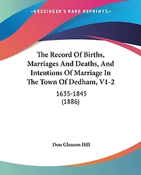 The Record Of Births, Marriages And Deaths, And Intentions Of Marriage In The Town Of Dedham, V1-2: 1635-1845 (1886)