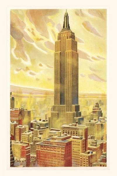 Vintage Journal Empire State Building, Flaming Sky, New York City