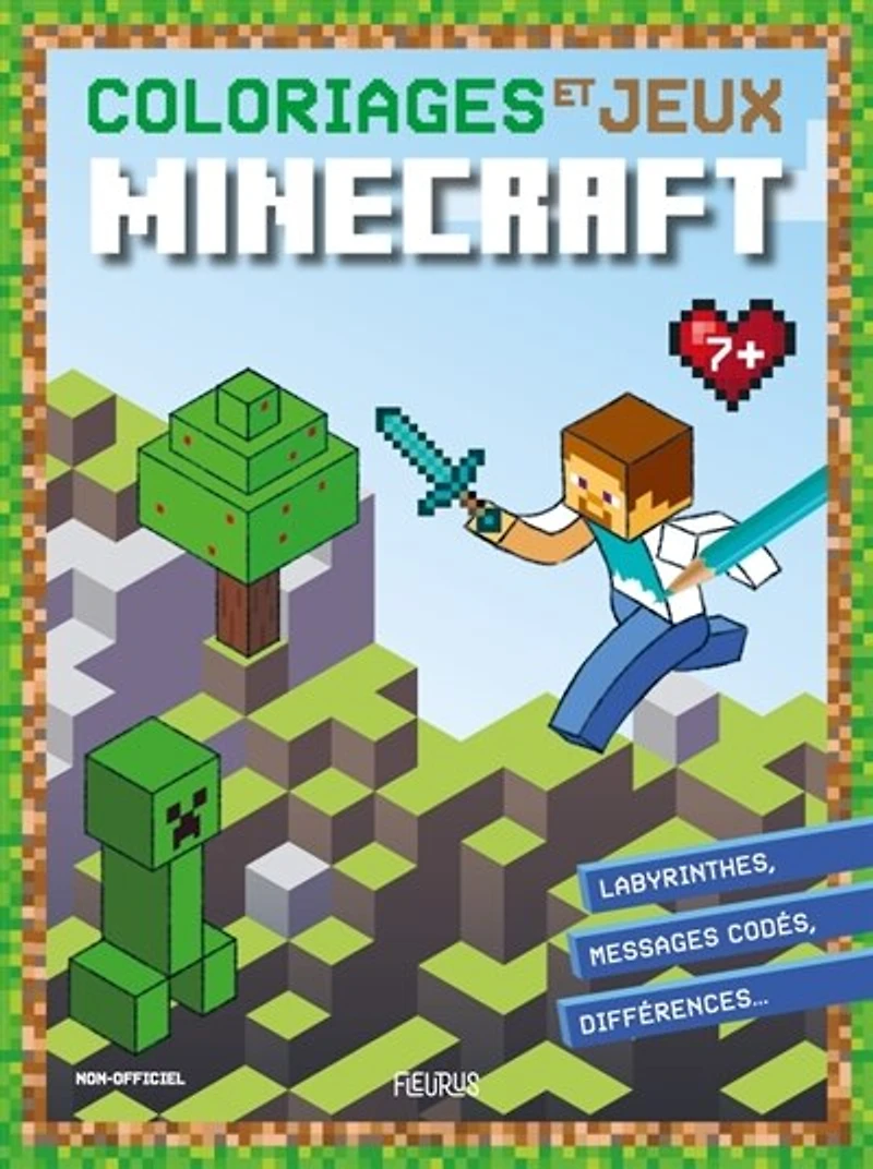Coloriages et jeux Minecraft: labyrinthes, messages codés, différences...