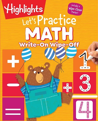 Write-On Wipe-Off Let's Practice Math: Dry Erase Kids Math Workbook Ages 5-7, Write and Wipe Clean Math Practice with Hidden Pictures Puzzles, Counting, Addition, Subtraction, Shape Recognition