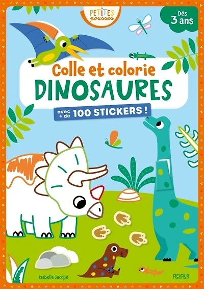 Dinosaures: colle et colorie