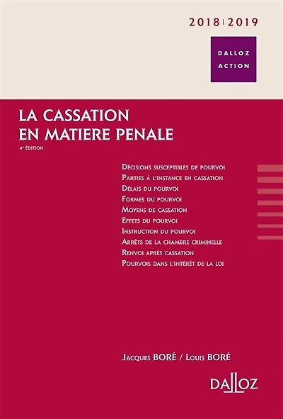 La cassation en matière pénale: 2018-2019