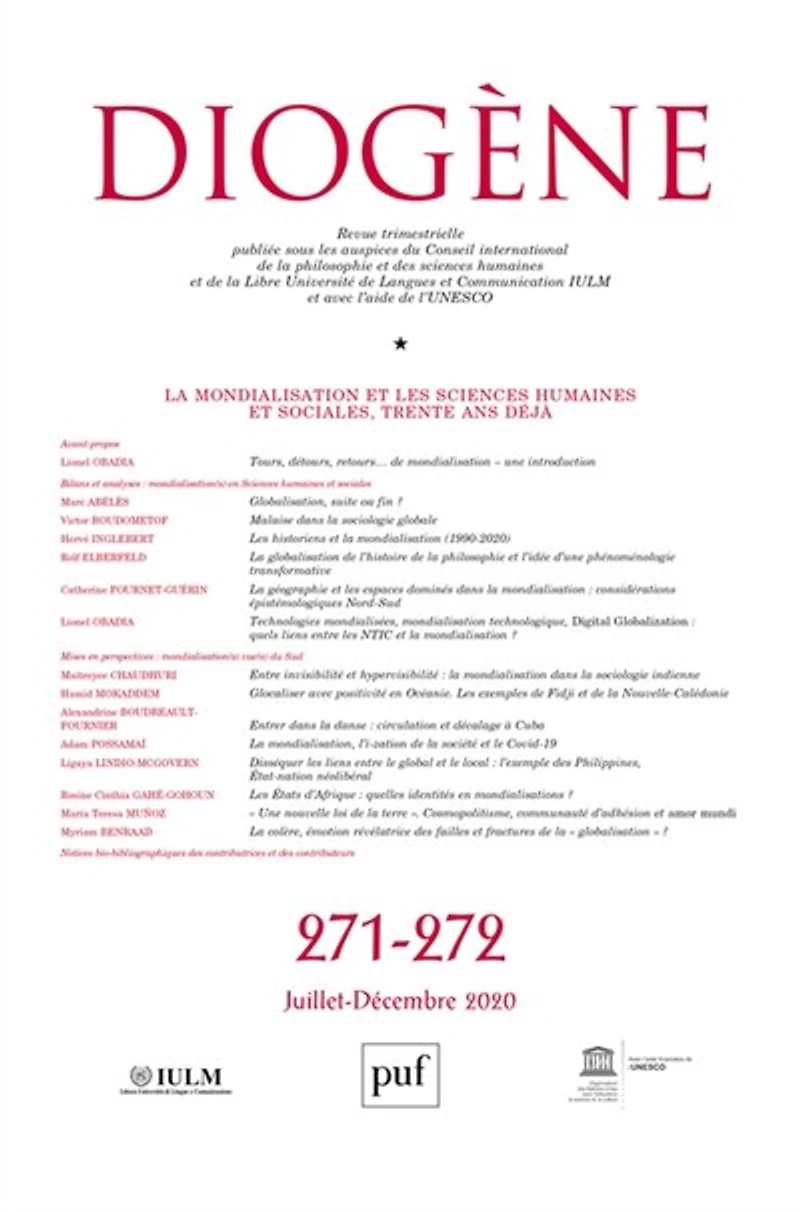 Diogène, n°271-272. La mondialisation et les sciences humaines et sociales, trente ans déjà