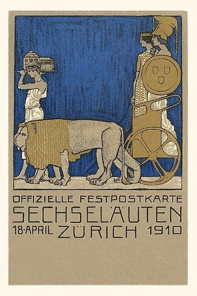 Vintage Journal Zurich Commemoration, Lions and Chariot, Switzerland