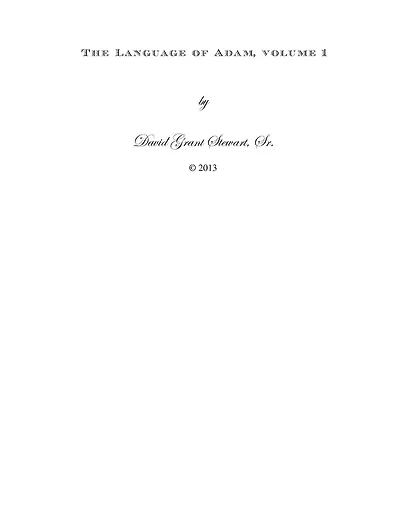 The Language of Adam, volume 1