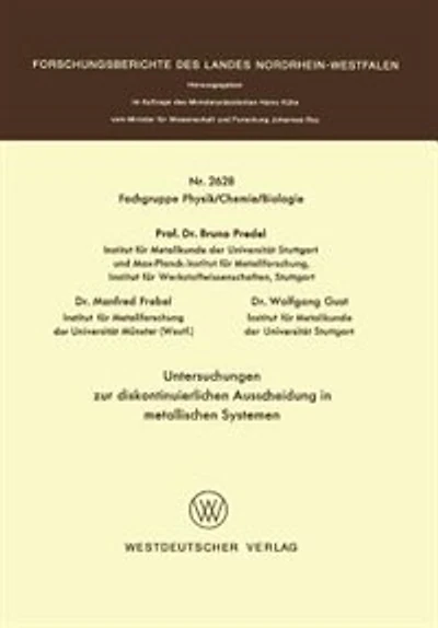 Untersuchungen zur diskontinuierlichen Ausscheidung in metallischen Systemen