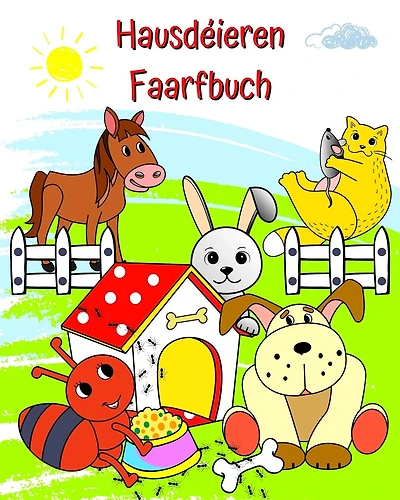 Hausdéieren Faarfbuch: Schatzbar Biller vu witzegen Déieren fir ze faarwen fir Kanner vun 2 Joer an op