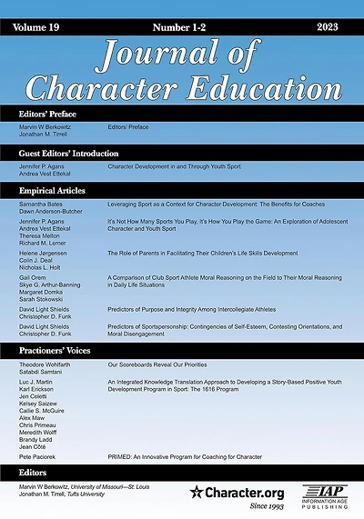 Journal of Character Education Vol 19 Issue 1 & 2