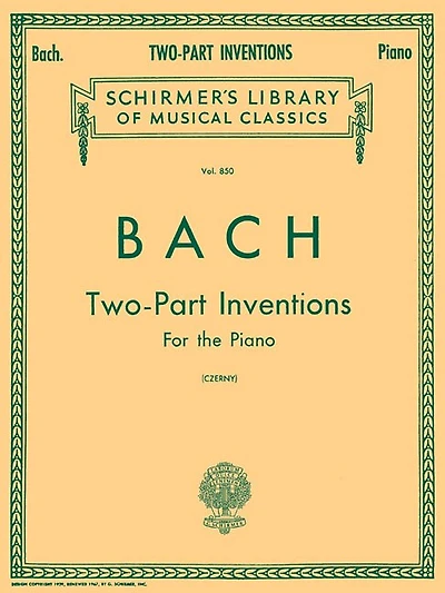 15 Two-Part Inventions: 15 Two-Part Inventions (Czerny) Schirmer Library of Classics Volu