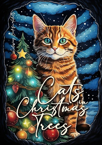 Cats in Christmas Trees Coloring Book for Adults: Christmas Cats Coloring Book for Adults Cats Grayscale Coloring Book for Adults funny Cats Coloring Book for Adults Christmas Tree
