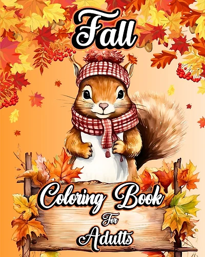 Fall Coloring Book for Adults: Cozy Autumn Themed Designs with Relaxing and Stress Relieving Scenes