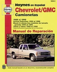 Chevrolet/GMC camionetas 1988 al 1998: Incluye Suburban 1992 al 1998, Blazer & Jimmy (los modelos de tamaÃ±o grande) 1992