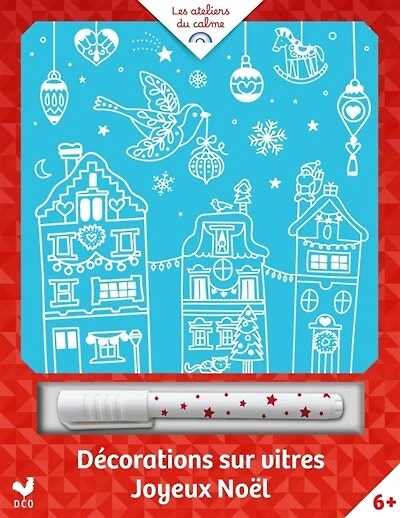 Décorations sur vitres Joyeux Noël: pochette avec feutre sous blister + crochet