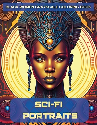 Sci-Fi Portraits: Black Women Grayscale Coloring Book
