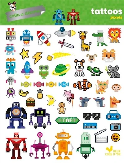Colle et décore: Tattoos pixels