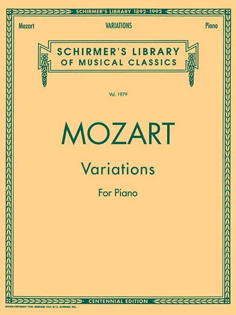 Piano Variations (Complete): Schirmer Library of Classics Volume 1979 Piano Solo