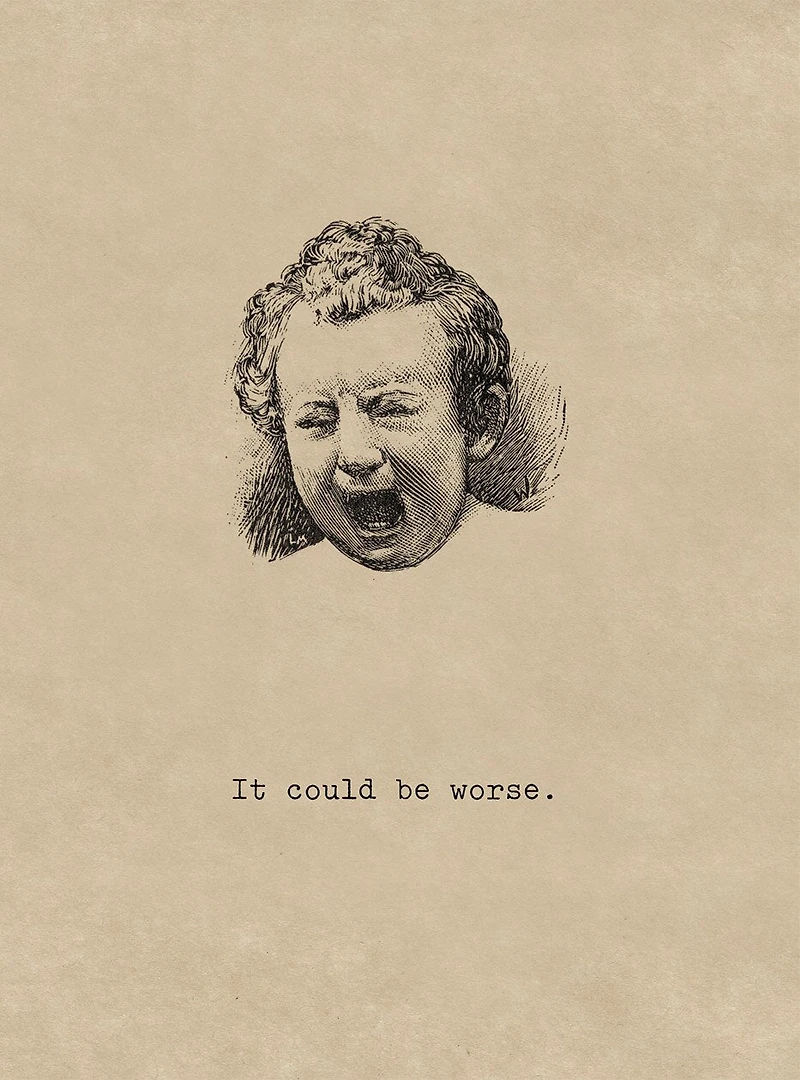 Crying Baby. 6 cards, individually bagged with envelopes