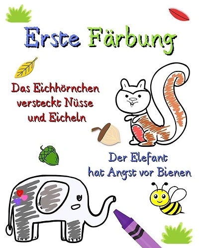 Erste Färbung: Große Seiten mit Tieren und Entdeckungen für Kinder von 3 bis 6 Jahren