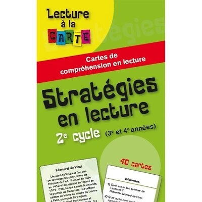Stratégies en lecture, 2e cycle (3e et 4e années): cartes de compréhension en lecture