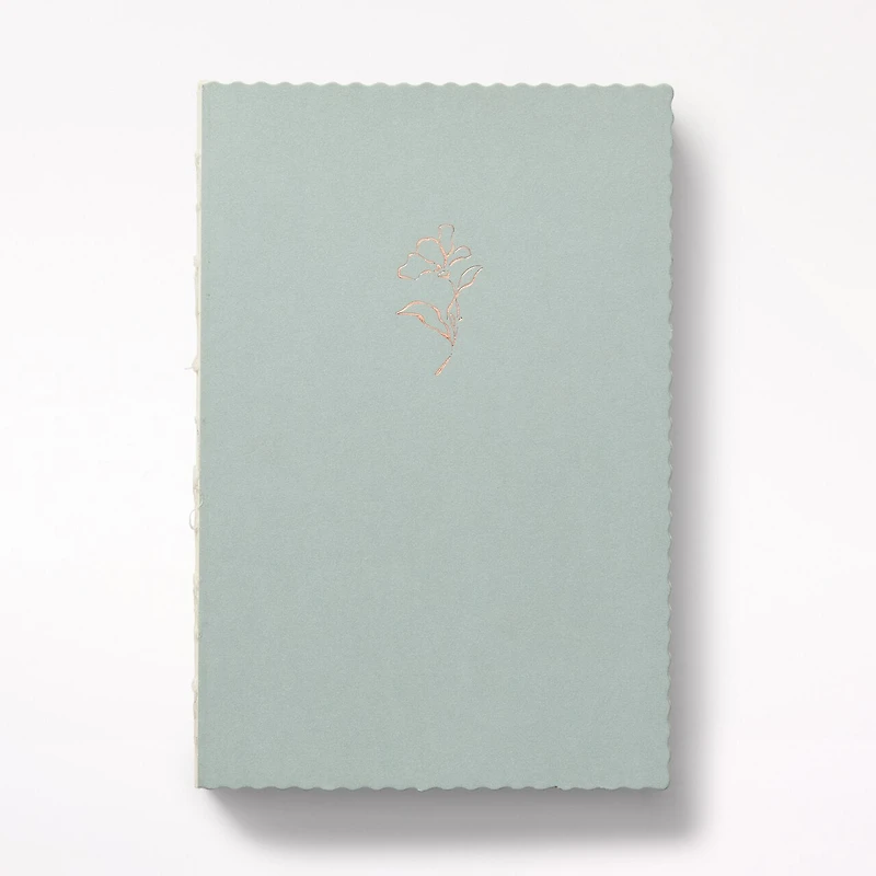 Deckled Edge Small Journal, Sage Single Flower