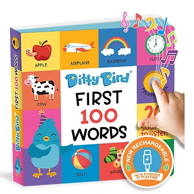 Ditty Bird | First 100 Words Interactive Sound Book for toddlers 1- 3 | speech therapy | Educational Learning books for 1 year old