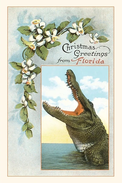 Vintage Journal Christmas Greetings from Florida, Alligator