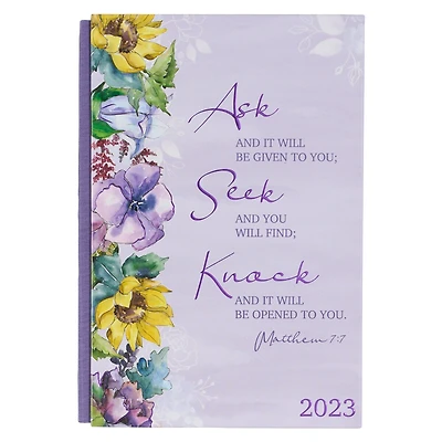 Christian Art Gifts 2023 12-Month Hardcover Planner for Women | Ask, Seek, Knock - Matthew 7:7 Inspirational Bible Verse