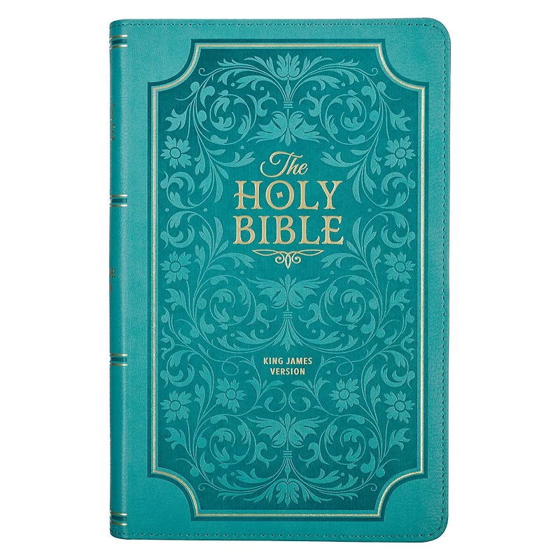 KJV Bible Giant Print Standard-size Faux Leather, Teal Floral