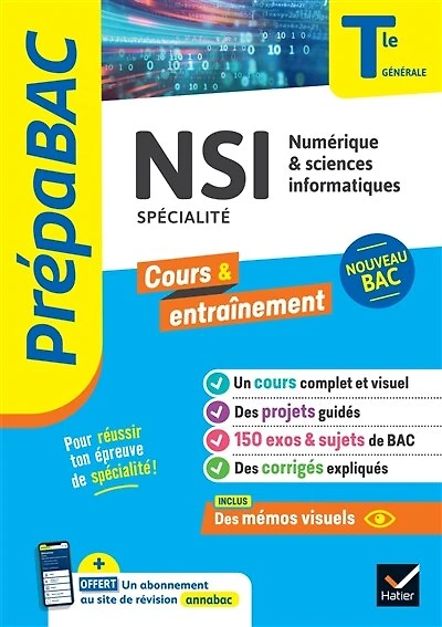 Prépabac - NSI Tle générale (spécialité) - Bac 2026: cours, méthodes & sujets corrigés (programme de Terminale)