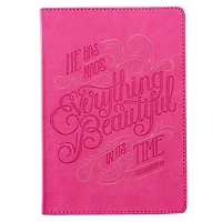 Christian Art Gifts Classic Journal Everything Beautiful In His Time Ecc. 3:11 Inspirational Scripture Notebook, Ribbon Marker, Pink Faux Leather Flexcover, 336 Ruled Pages