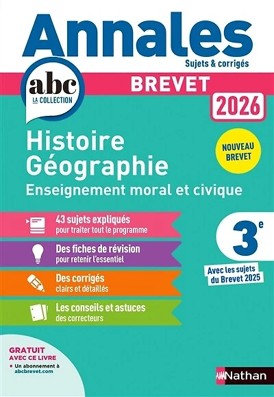 Histoire géographie, enseignement moral et civique 3e: nouveau brevet 2026