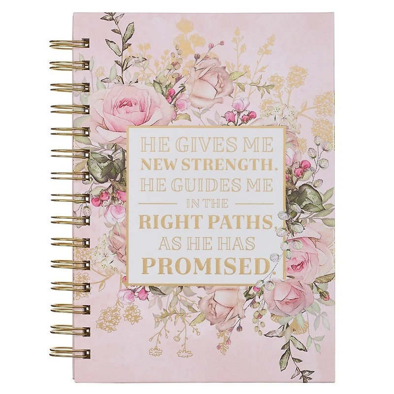 Journal Spiral-bound Pink Floral New Strength Ps. 23:3