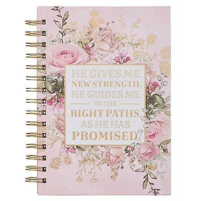 Journal Spiral-bound Pink Floral New Strength Ps. 23:3